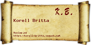 Korell Britta névjegykártya